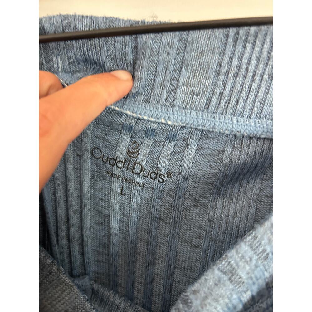 Cuddl Duds Blue Ribbed Lounge Set Size Large – Button Front Top & Pants - Picture 11 of 12